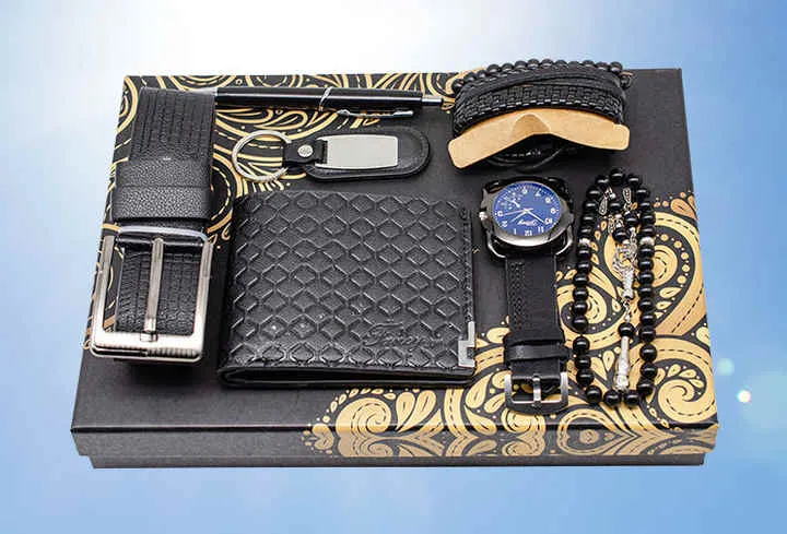 هدايا IStapromo مجموعة فاخرة من 7 مجموعات . Stapromo Gifts Luxury Set of 7 Leather Sets Watch