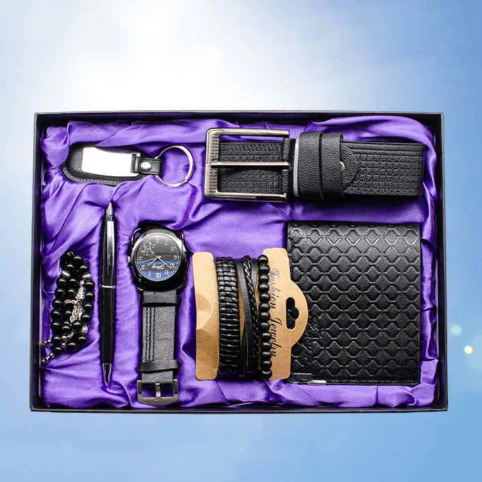 هدايا IStapromo مجموعة فاخرة من 7 مجموعات . Stapromo Gifts Luxury Set of 7 Leather Sets Watch