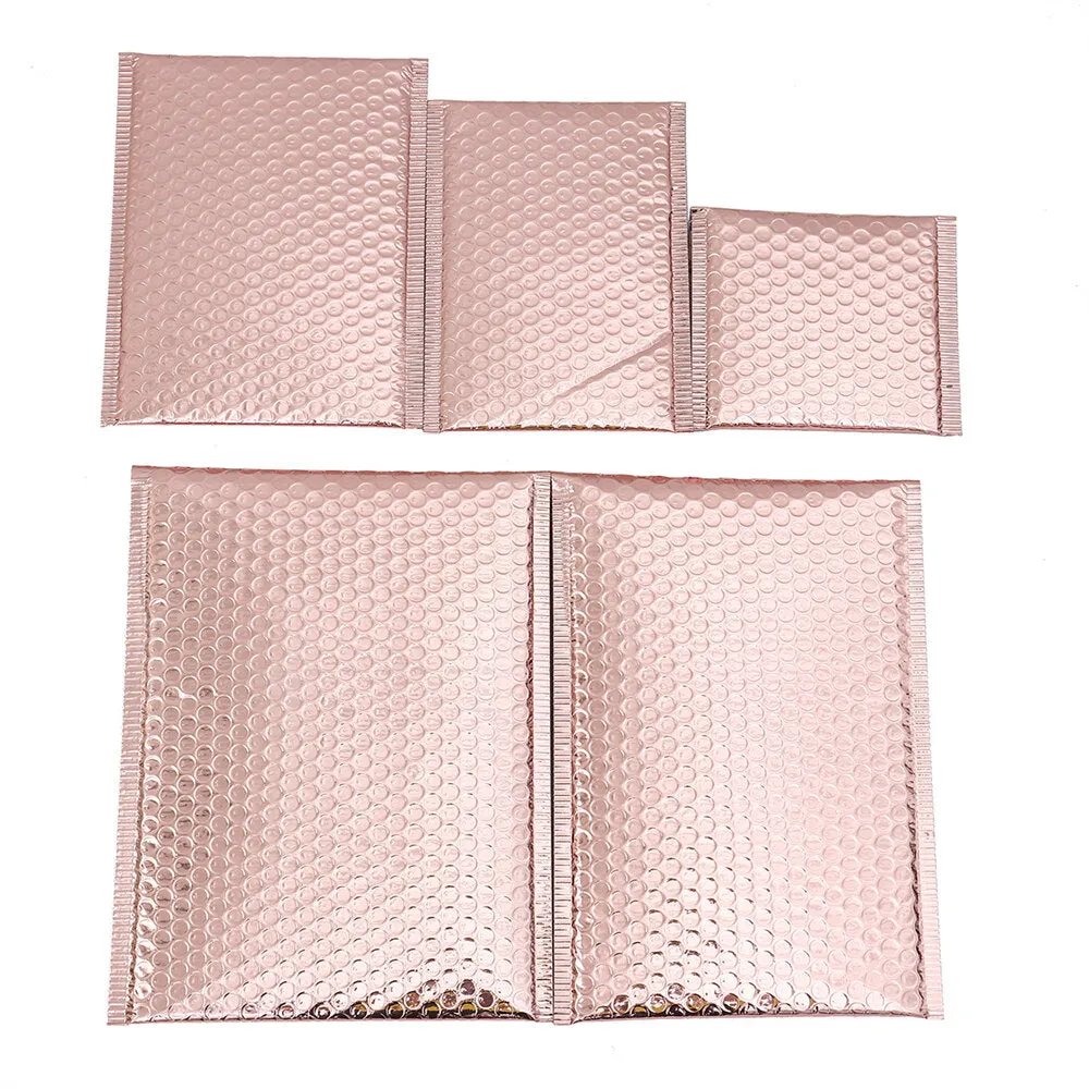 20pcs Bubble Envelope Rose Gold Mail Packaging Bags Self Seal Padded Courier Bags Waterproof Shipping Bags Bubble Mailer