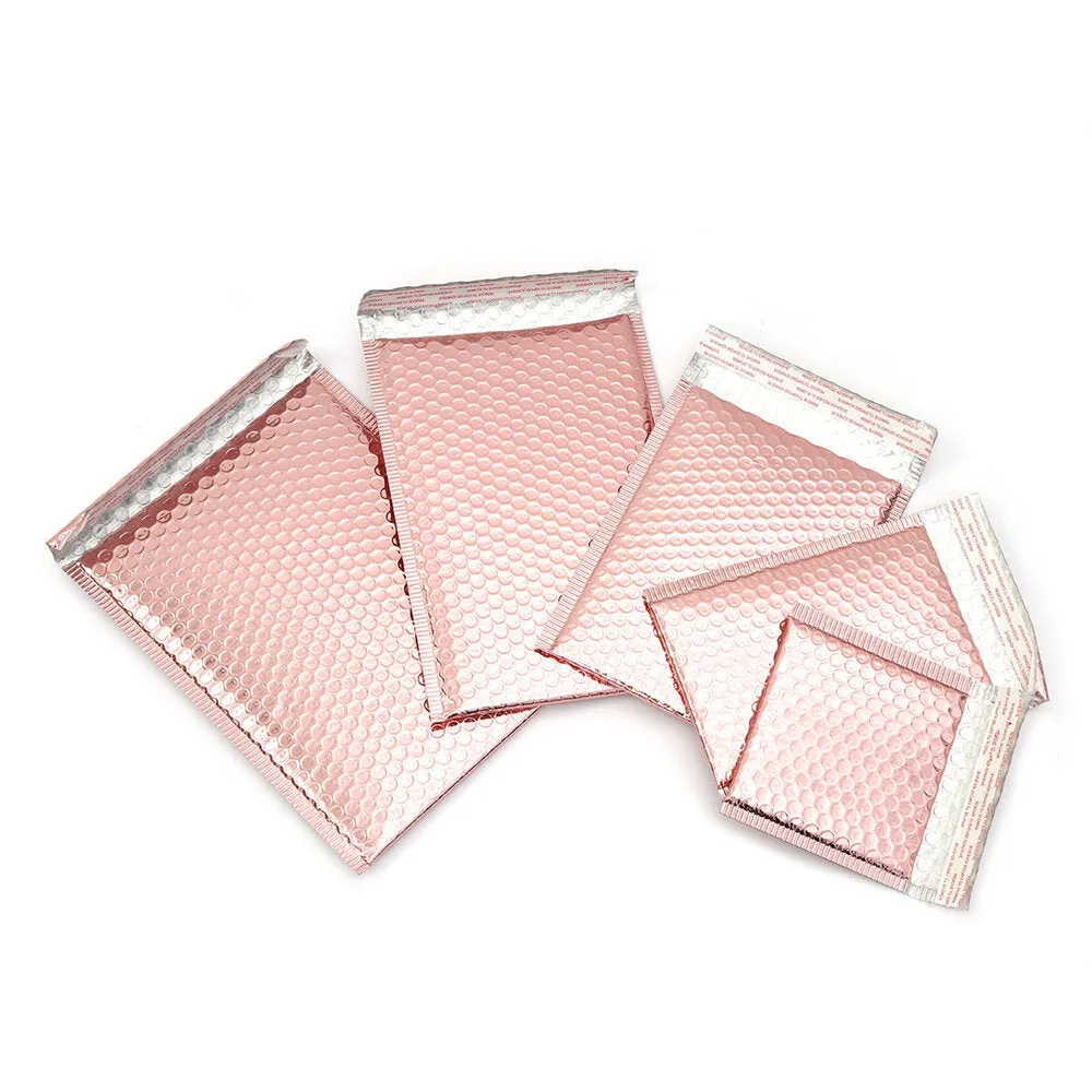 20pcs Bubble Envelope Rose Gold Mail Packaging Bags Self Seal Padded Courier Bags Waterproof Shipping Bags Bubble Mailer