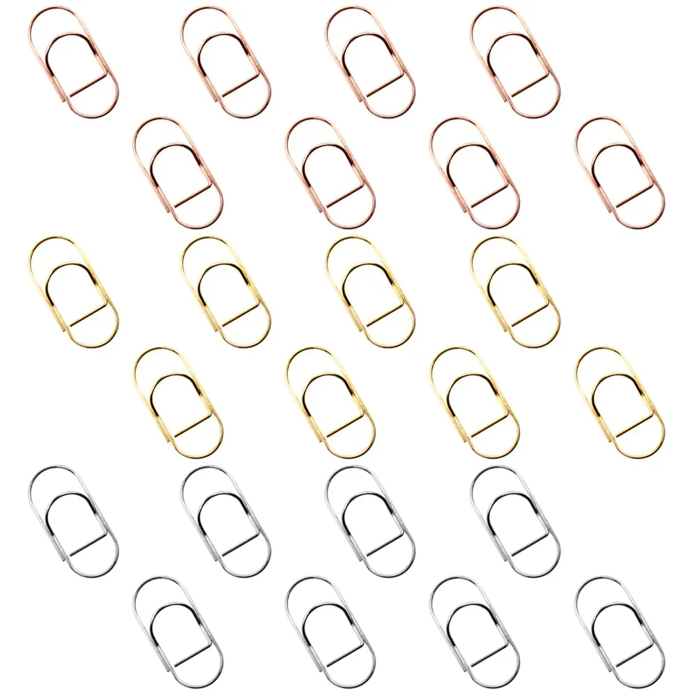 24 Pack Stainless Steel Pen Clip Holder,Sonku Metal Bookmarks for Notebooks, Journals, Calendars, Planner（Rose Gold,Gold,Sliver）