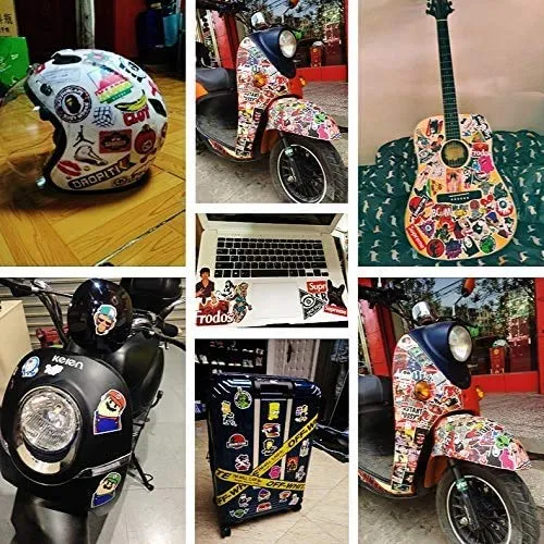 500 PCS Cool Laptop Stickers Vinyl Graffiti Decals, Variety Pack Waterproof Stickers for iPad, Water Bottle, Travel Case, Skateboard, Guitar, Car Bumper, Bike Helmet