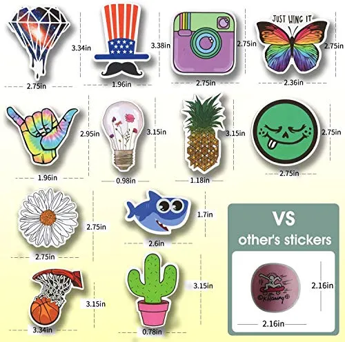 500 PCS Cool Laptop Stickers Vinyl Graffiti Decals, Variety Pack Waterproof Stickers for iPad, Water Bottle, Travel Case, Skateboard, Guitar, Car Bumper, Bike Helmet