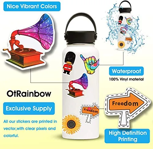 500 PCS Cool Laptop Stickers Vinyl Graffiti Decals, Variety Pack Waterproof Stickers for iPad, Water Bottle, Travel Case, Skateboard, Guitar, Car Bumper, Bike Helmet