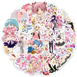 50PCS Anime Madoka Magica Cute Stickers | Anime Character Sticker for Luggage Laptop Ipad Gift Motorcycle Waterproof Sticker