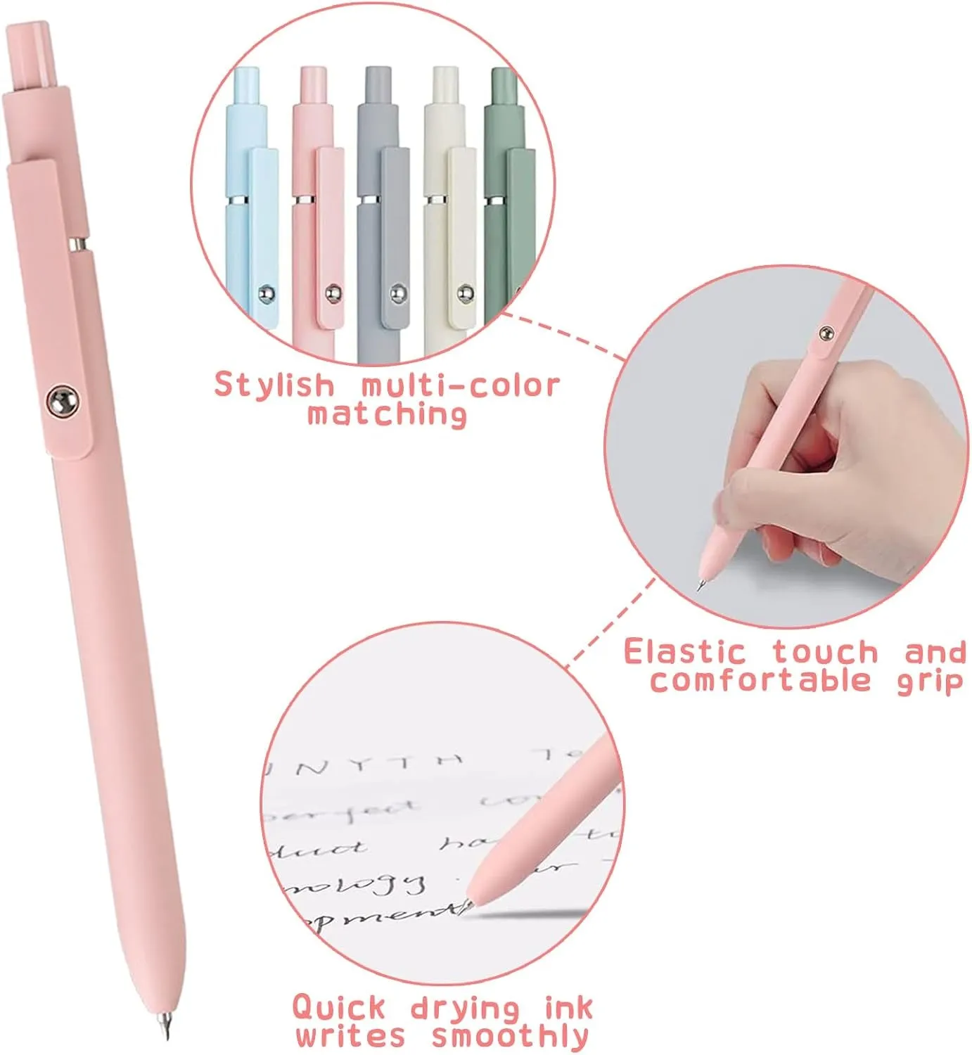 6PCS Highlighter Pastel Set 5Pcs Aesthetic Gel Pens,Mild Assorted Colours Highlighters Pens, Aesthetic Cute Pastel Highlighter with Chisel Tip, No Bleed Dry Fast for Bible, Notes, School