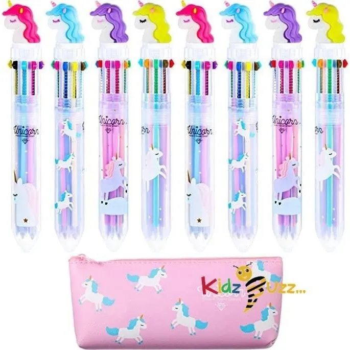 8 Unicorn Pens with Unicorn Case