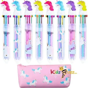 8 Unicorn Pens with Unicorn Case