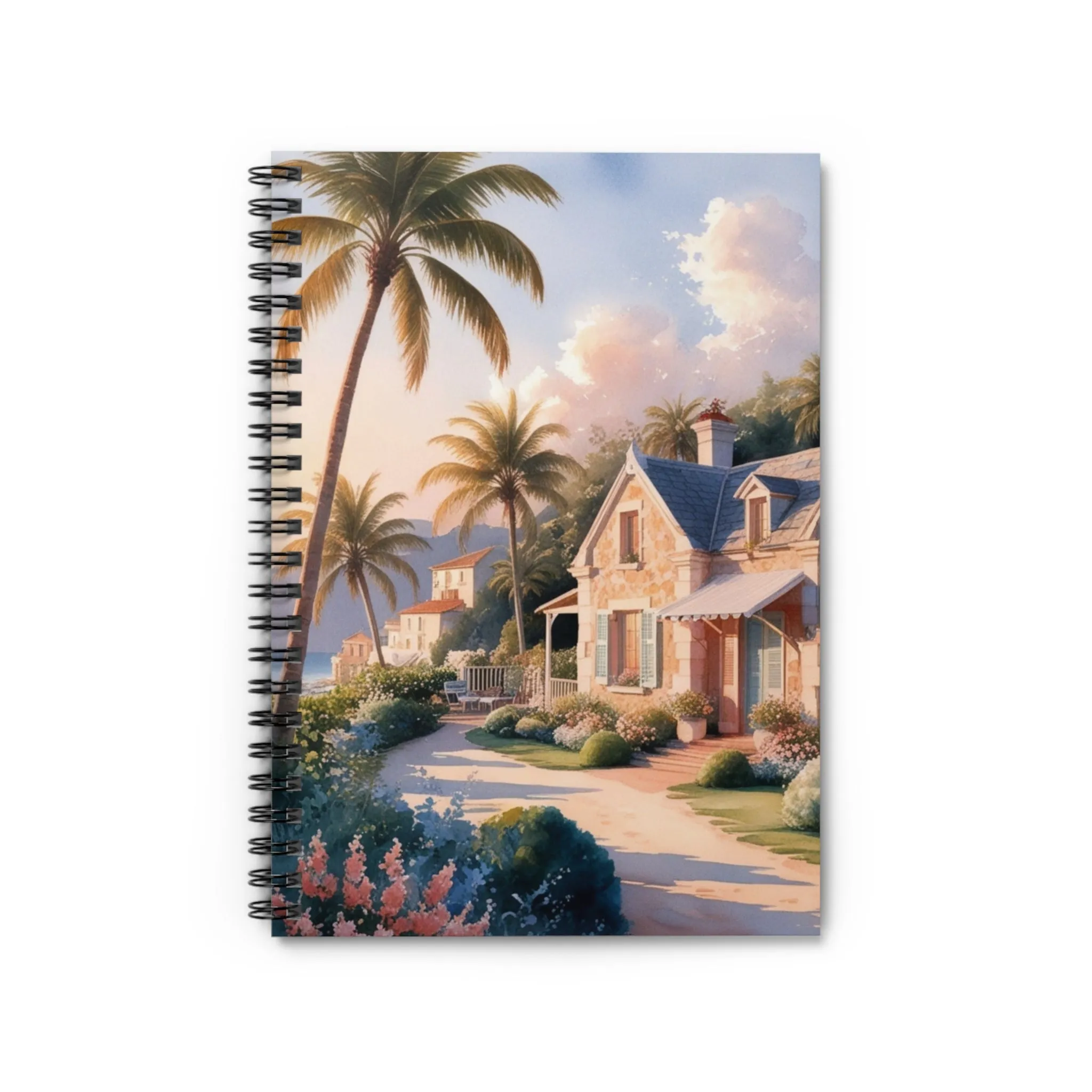 A nice house with watercolor effect Spiral Notebook - Ruled Line