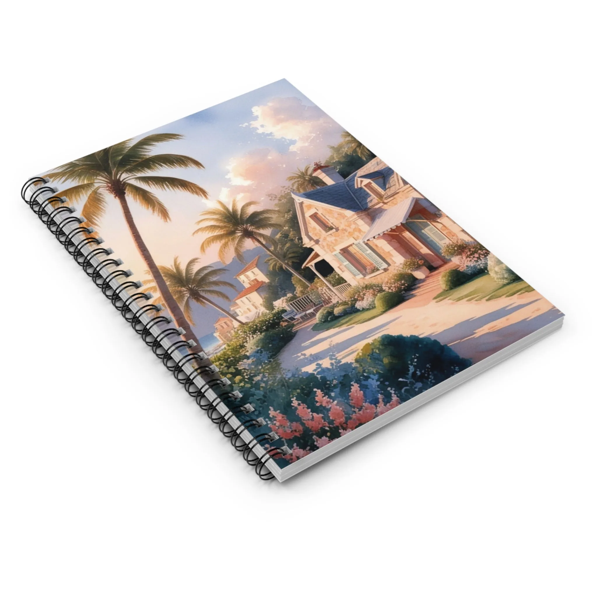 A nice house with watercolor effect Spiral Notebook - Ruled Line