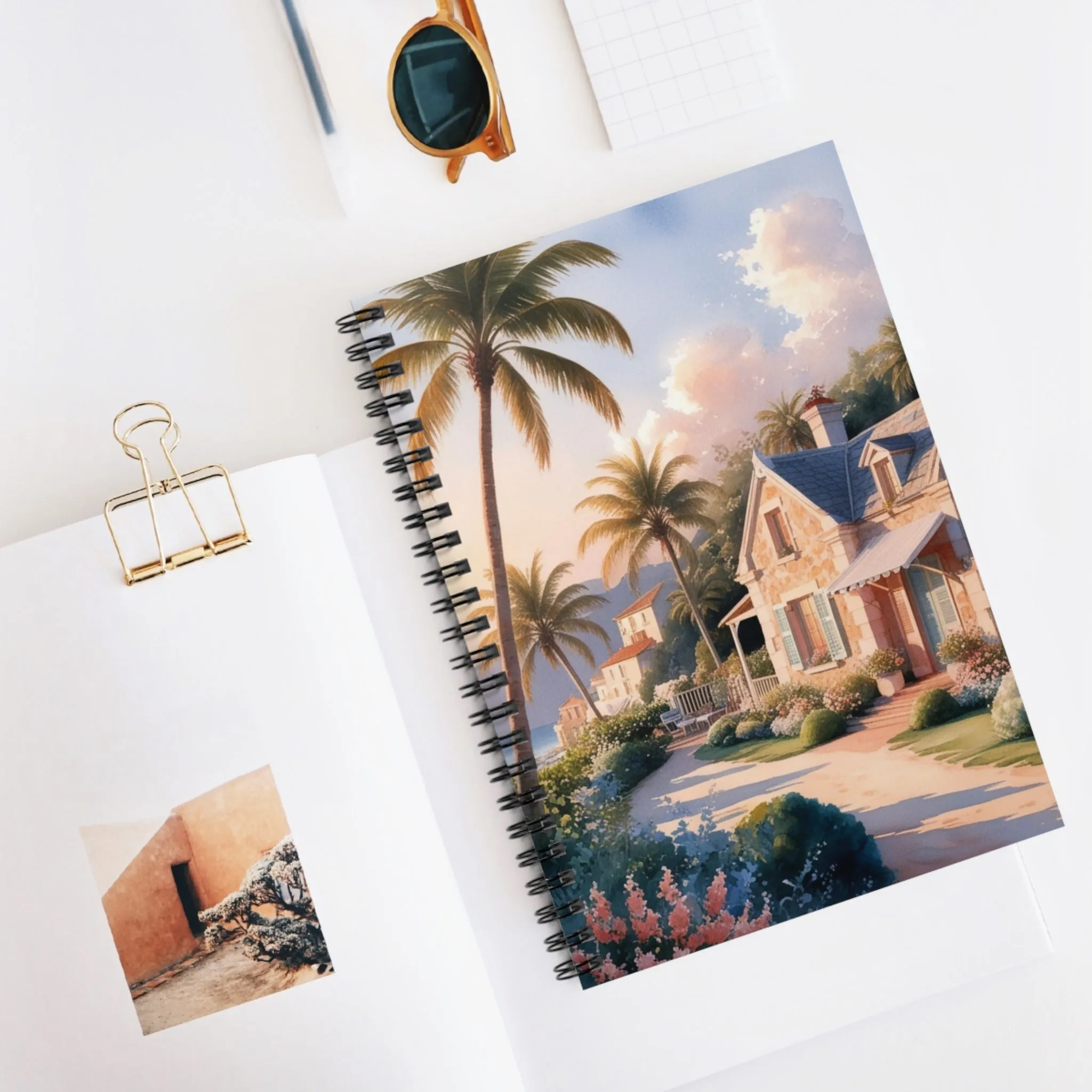 A nice house with watercolor effect Spiral Notebook - Ruled Line