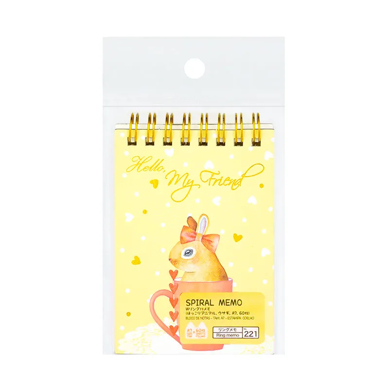 A7 Spiral Memo Hokkori Animal Rabbit