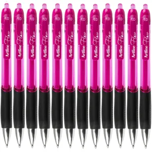 Artline Flow Retractable Ballpoint Pen Pink Box 12
