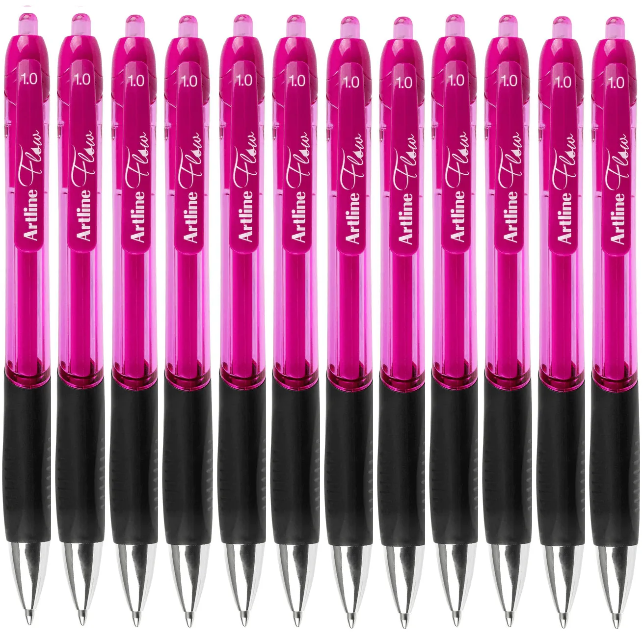 Artline Flow Retractable Ballpoint Pen Pink Box 12