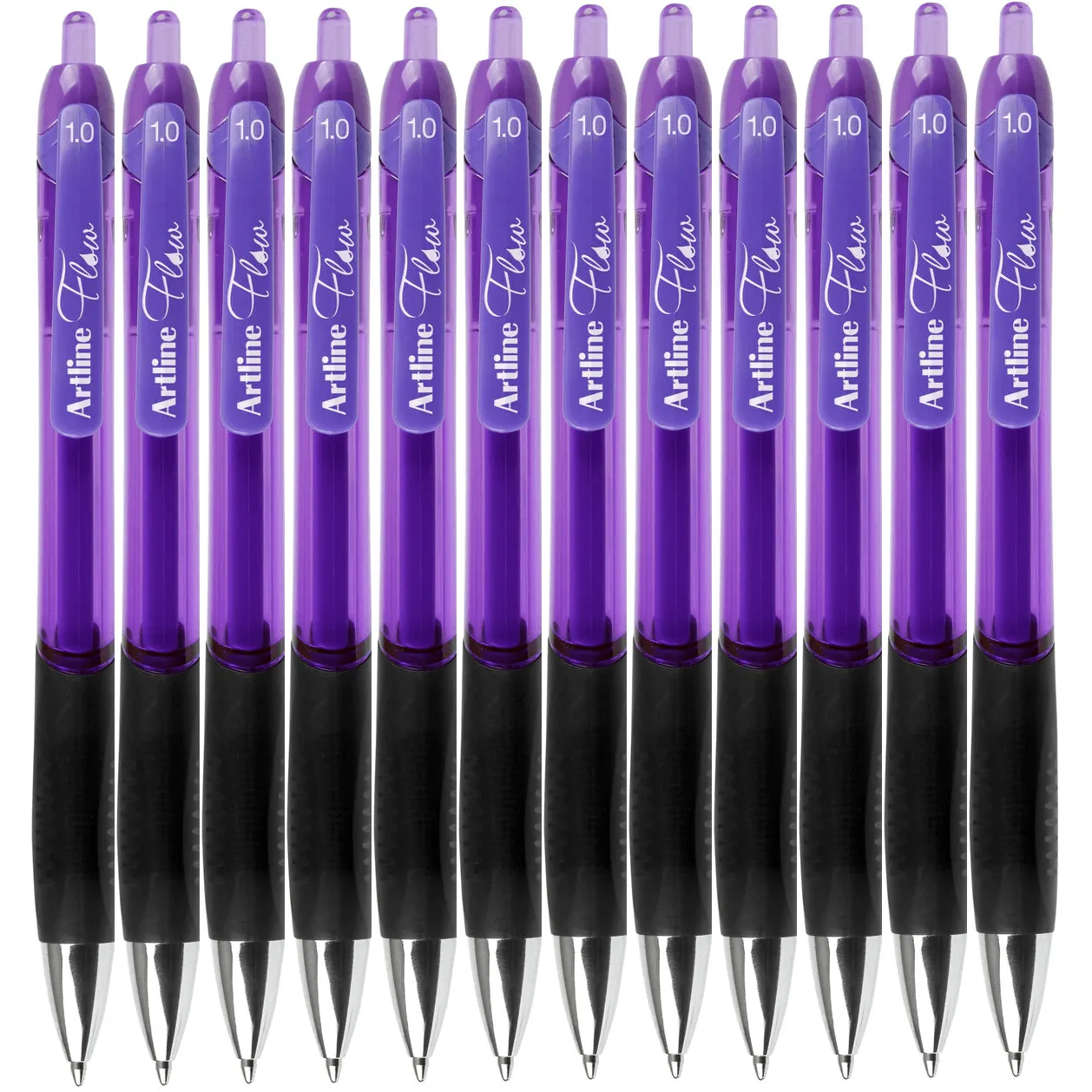 Artline Flow Retractable Ballpoint Pen Purple Box 12