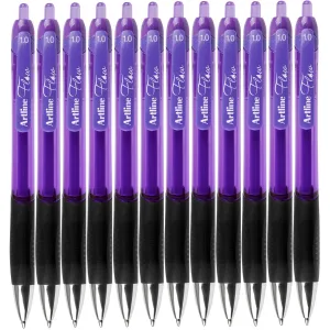 Artline Flow Retractable Ballpoint Pen Purple Box 12