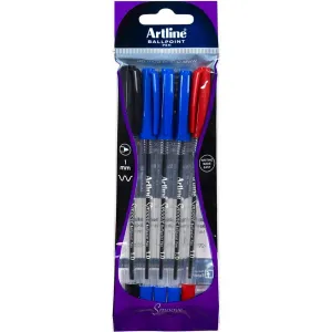 Artline Smoove Ballpoint Pen Assorted Pack 5