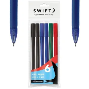 Assorted Gel Pens - 6 Pack Convenient Smooth Writing Value