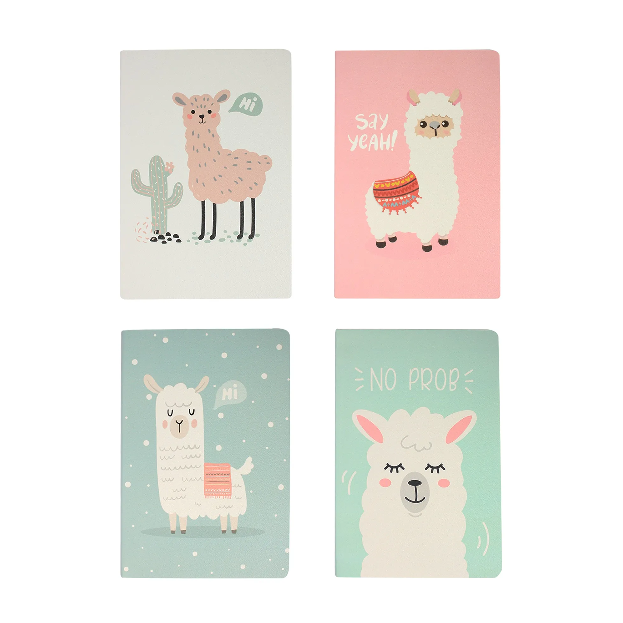 B5 Llama Softcover Notebook - Set of 4