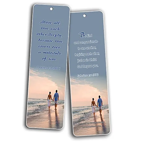 Bible Verses About Marriage Bookmarks Cards (30-Pack)- Religious Scriptures for Successful Marriage Relationship - Wedding Anniversary Husband and Wife Gifts
