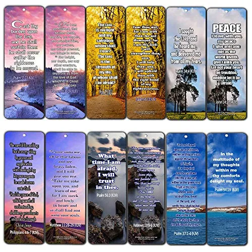 Bible Verses About Stress and Anxiety KJV Bookmarks (60-Pack) - Handy Bible Verses About Releasing Stress and Increase Your Trust Collection