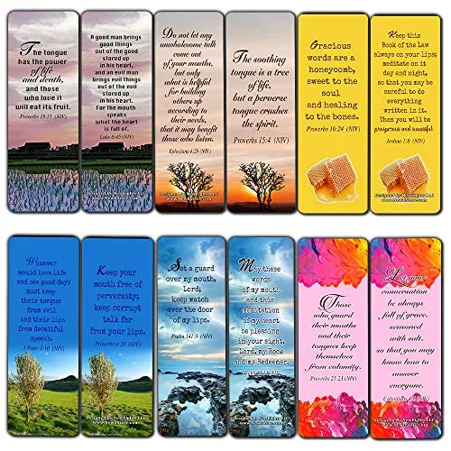 Bible Verses About the Tongue Scriptures Cards Bookmarks (30-Pack) - Handy Reminder About The Tongue Scriptures