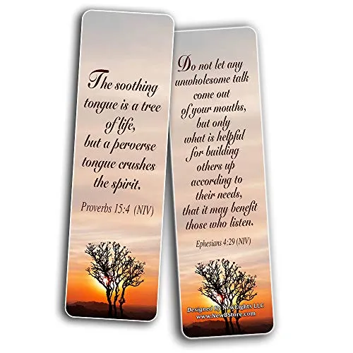 Bible Verses About the Tongue Scriptures Cards Bookmarks (30-Pack) - Handy Reminder About The Tongue Scriptures