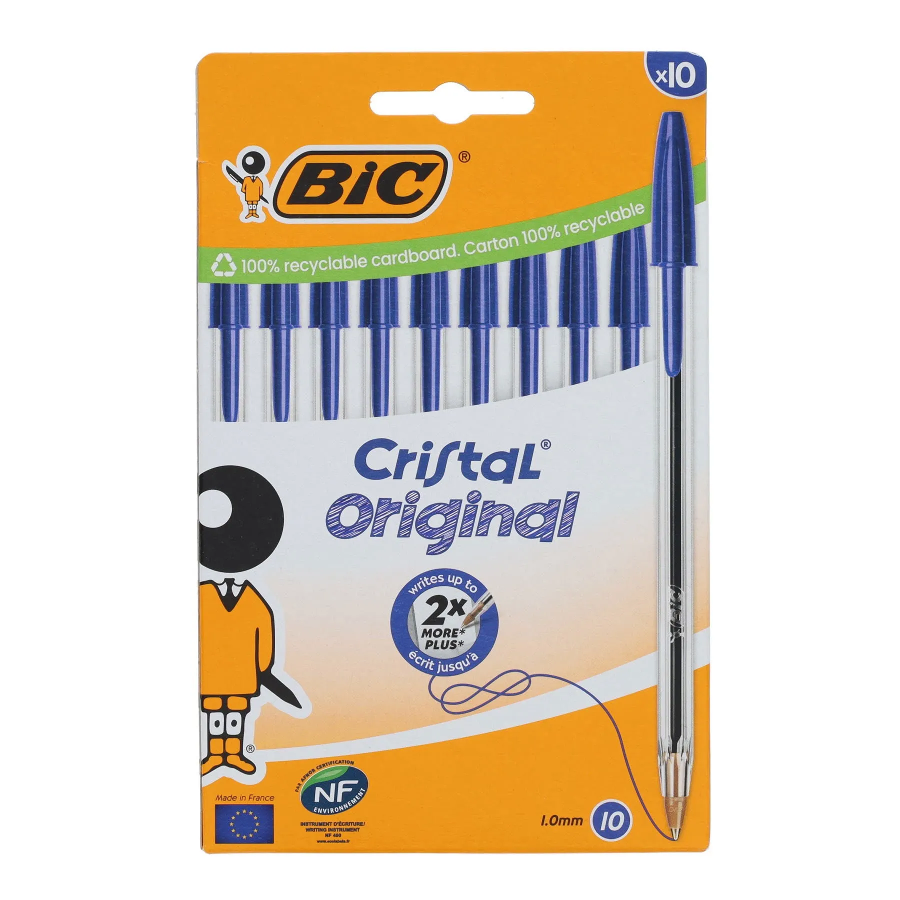 BIC - Packet of 10 Cristal Ballpoint Pens - Blue