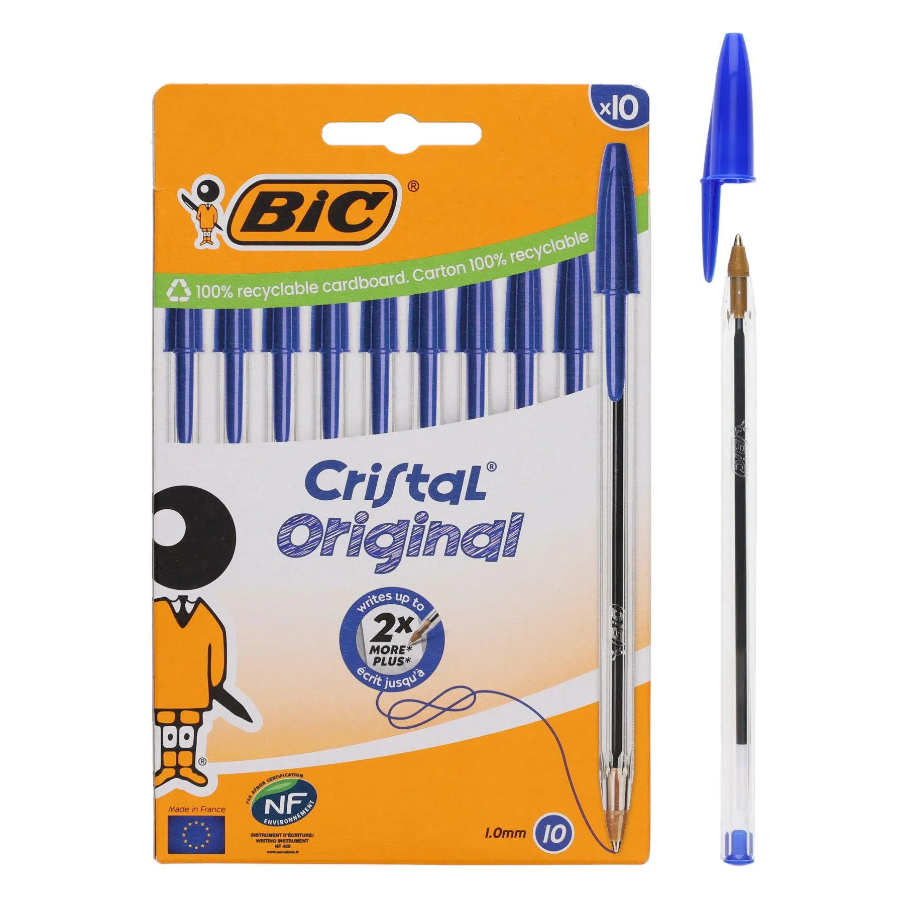 BIC - Packet of 10 Cristal Ballpoint Pens - Blue