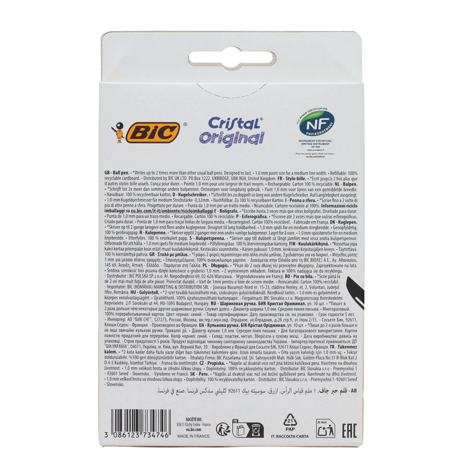 BIC - Packet of 10 Cristal Ballpoint Pens - Blue