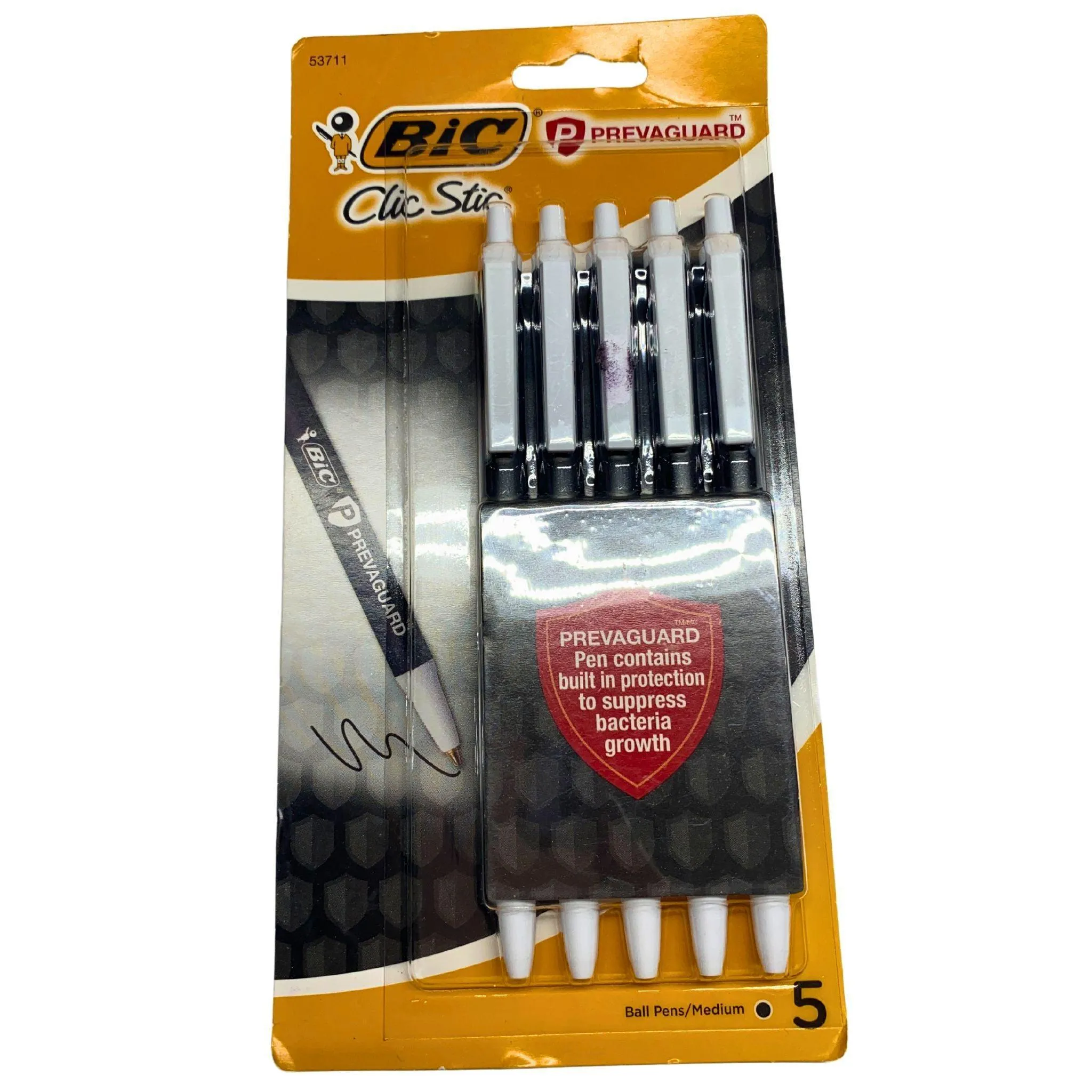BIC Prevaguard Clic Stic Smooth Writing 5 Ball Pens/Medium (50 Pcs Lot)