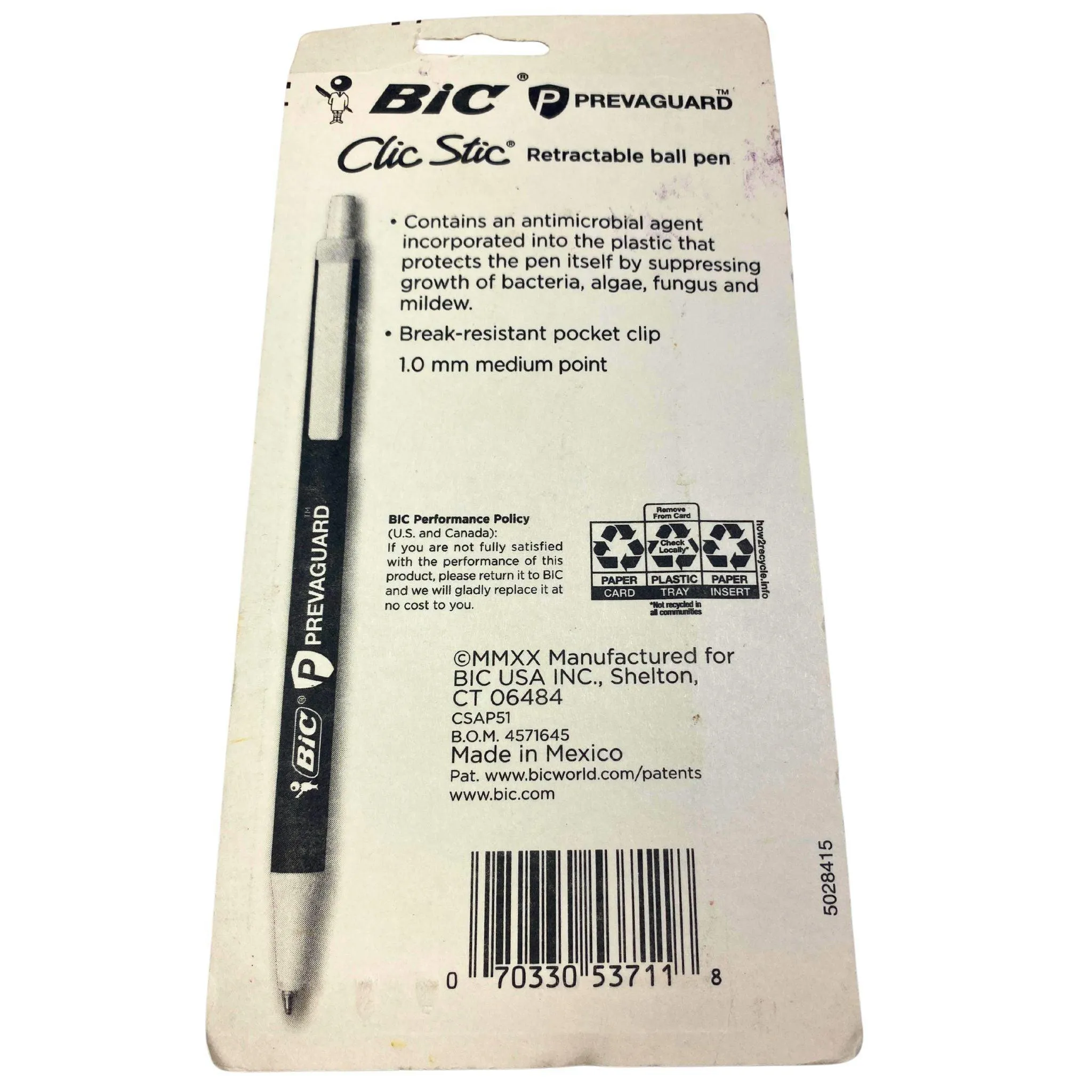 BIC Prevaguard Clic Stic Smooth Writing 5 Ball Pens/Medium (50 Pcs Lot)