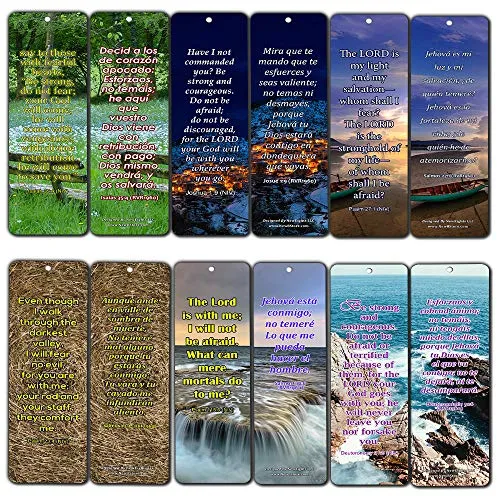 Bilingual Encouraging Bible Verses Bookmarks - Overcome Fear (30-Pack) - Handy Bilingual Bible Verses Perfect for Daily Encouragement