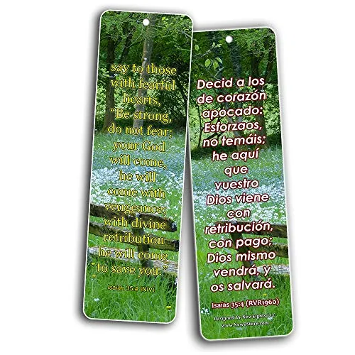 Bilingual Encouraging Bible Verses Bookmarks - Overcome Fear (30-Pack) - Handy Bilingual Bible Verses Perfect for Daily Encouragement