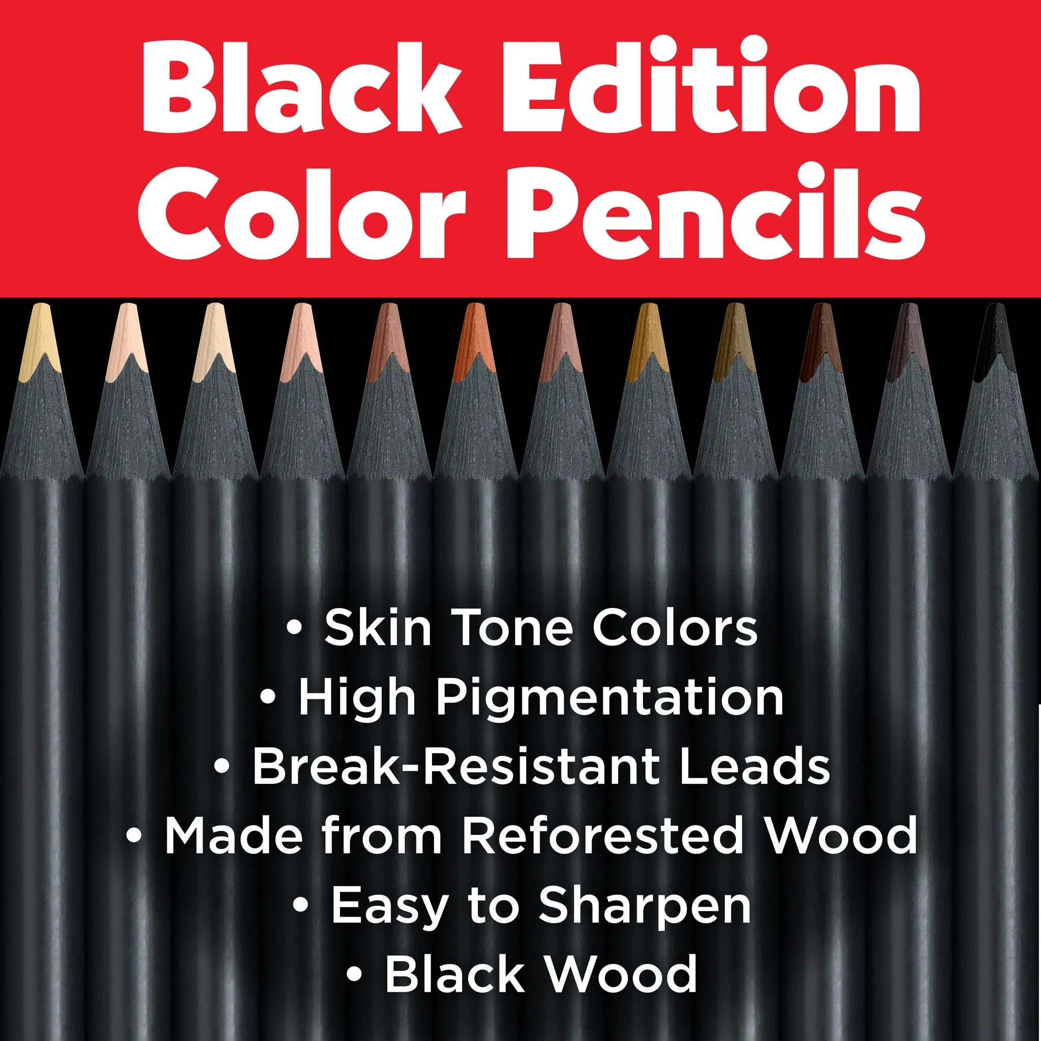 Black Edition Colored Pencils, Skin Tones - Box of 12 - #116414