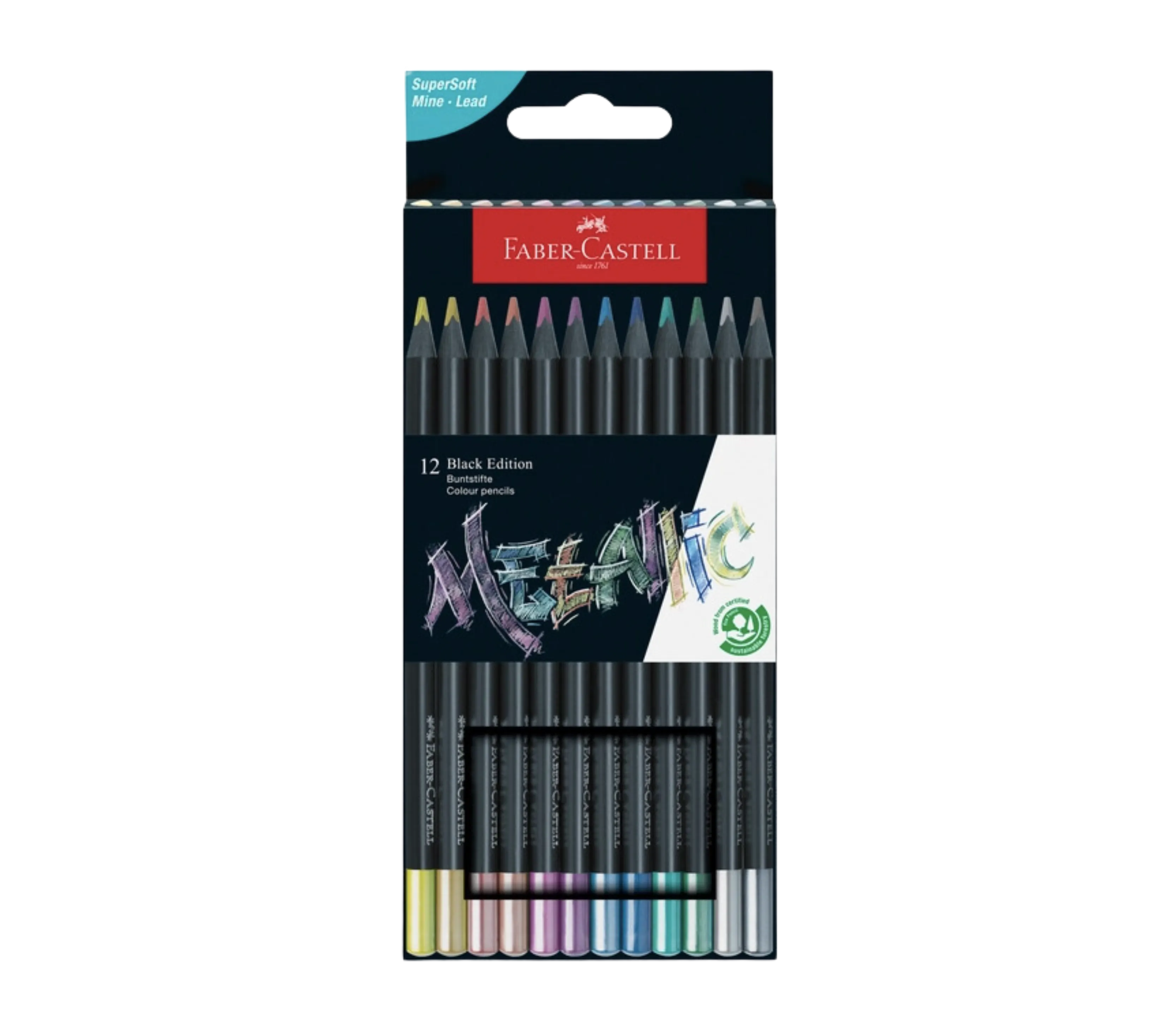Black Edition Metallic Color Pencils 12 Count Set