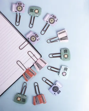 Bookmarks Clips, Camera Shape, Multicolour, Silicone & Mild Steel, Set of 3