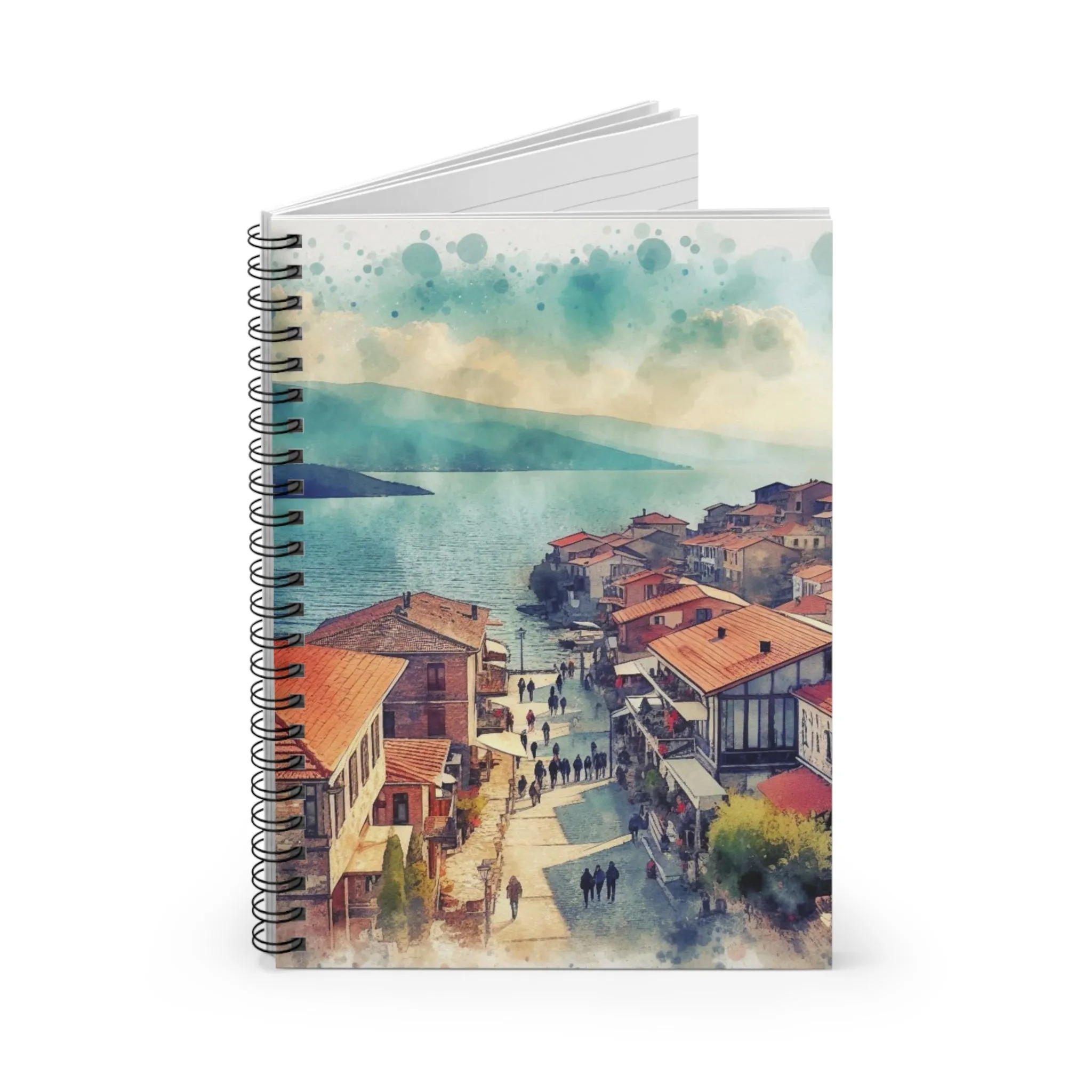 Busy street on a sunny day watercolour effect Spiral Notebook - Ruled Line