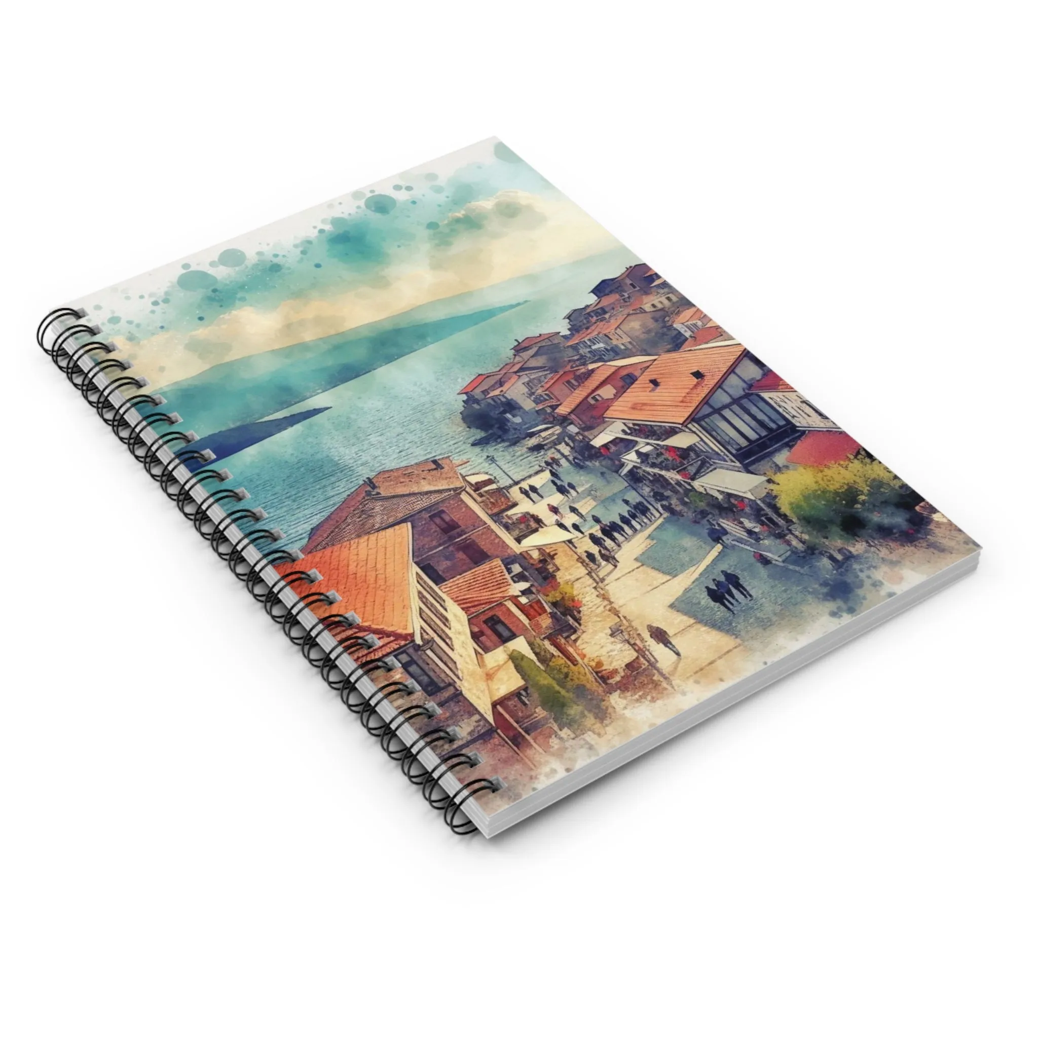 Busy street on a sunny day watercolour effect Spiral Notebook - Ruled Line