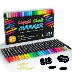 Chalk Markers -Set of 24 Vibrant Colors