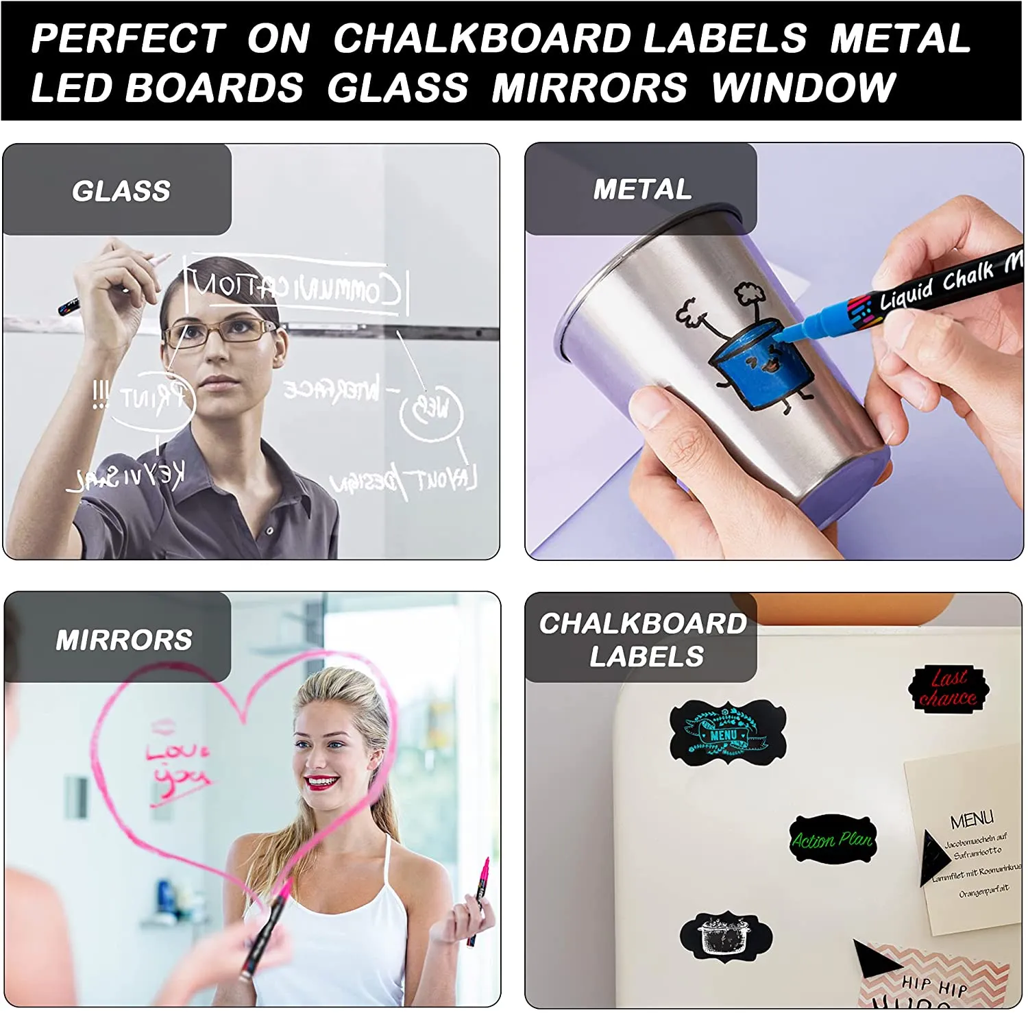 Chalk Markers -Set of 24 Vibrant Colors