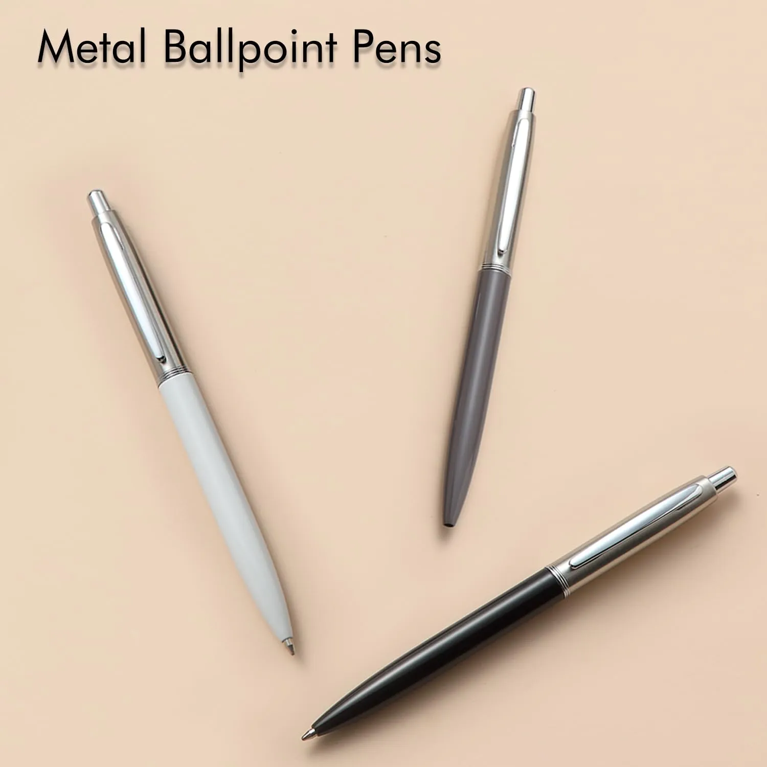 ChaoQ: 6 Pcs Retractable Metal Ballpoint Pens (1.0mm) Medium Point