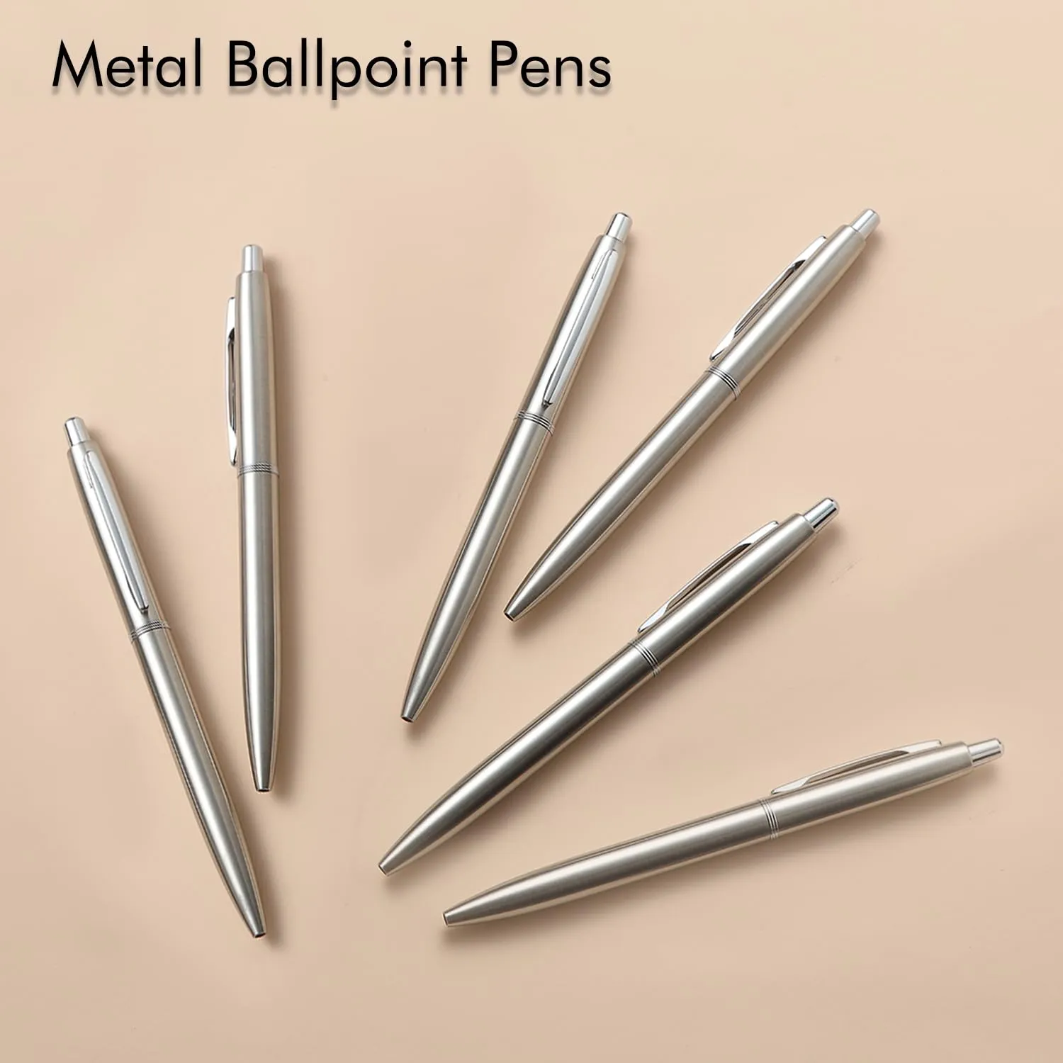 ChaoQ: 6 Pcs Retractable Metal Ballpoint Pens (1.0mm) Medium Point