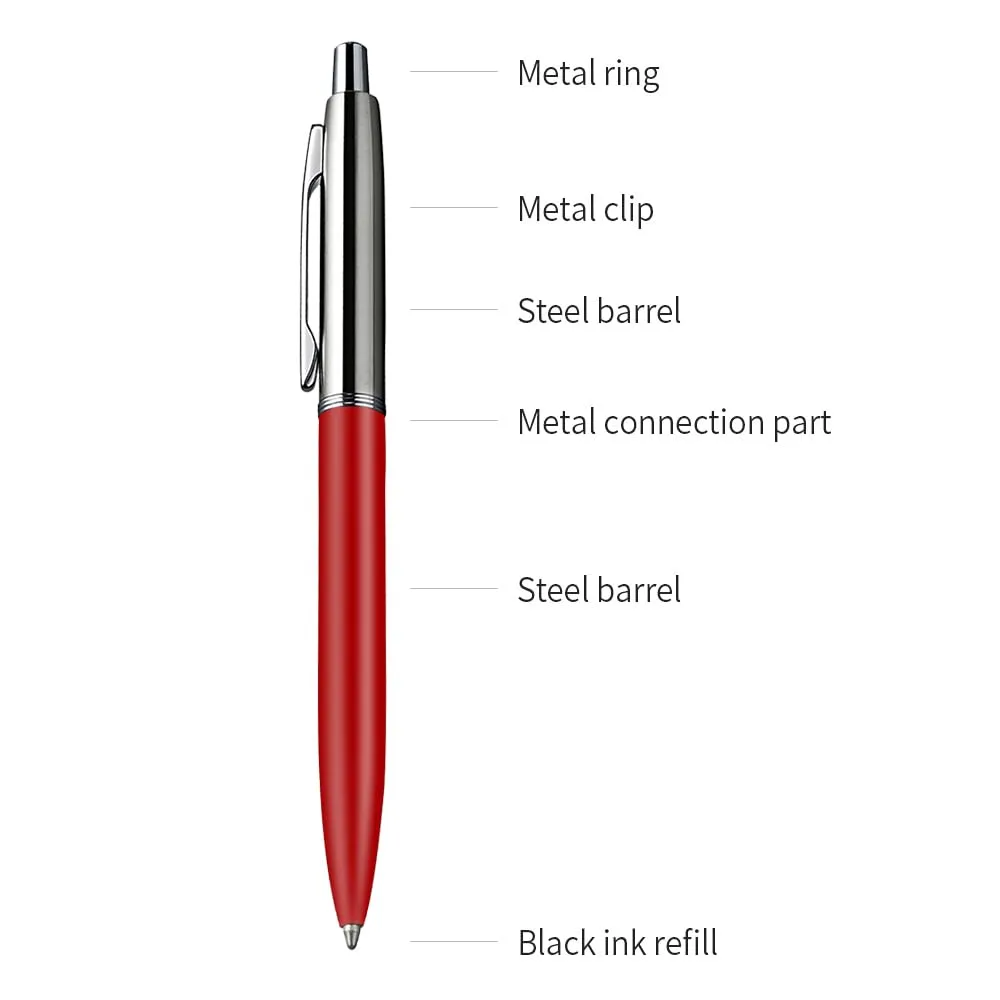 ChaoQ: 6 Pcs Retractable Metal Ballpoint Pens (1.0mm) Medium Point
