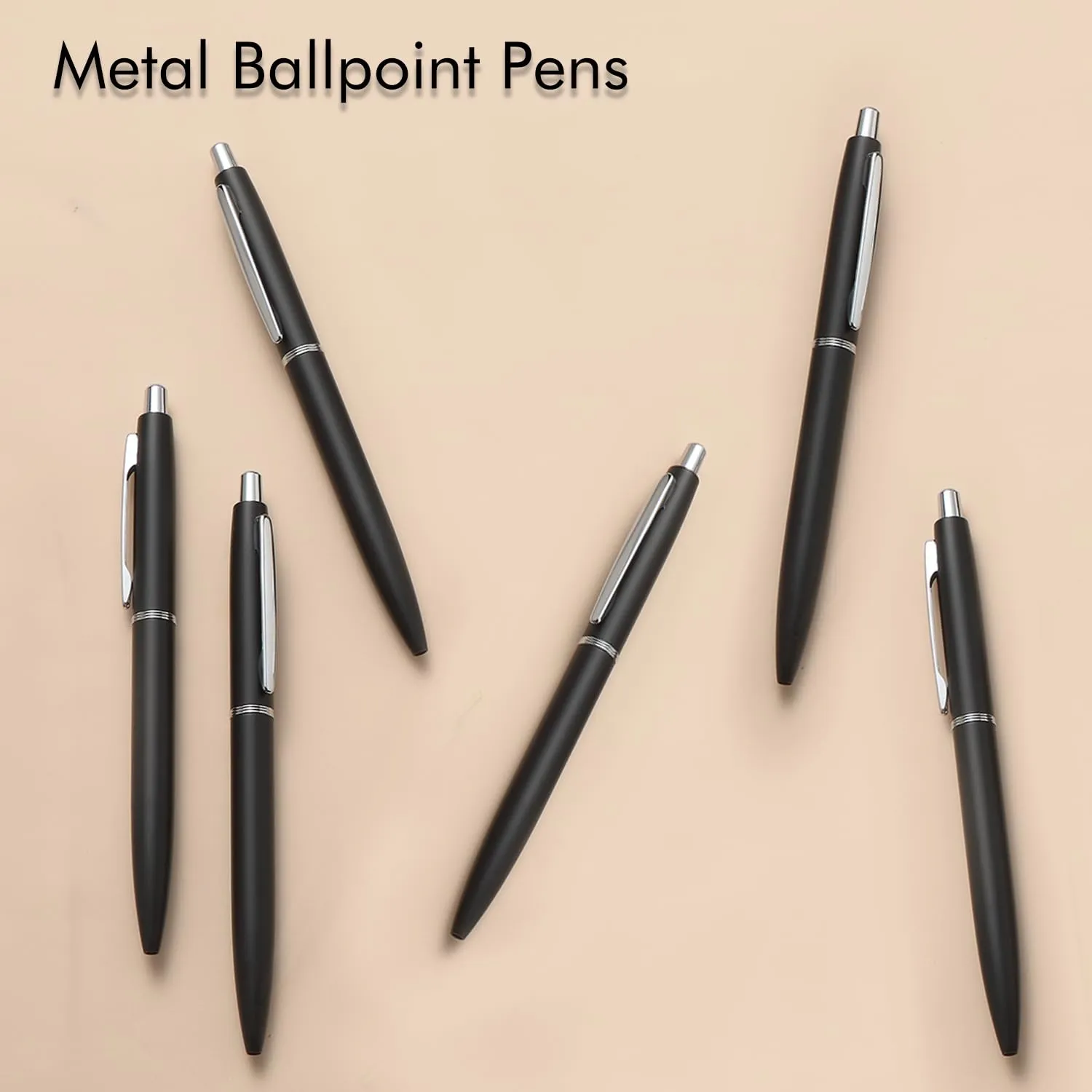 ChaoQ: 6 Pcs Retractable Metal Ballpoint Pens (1.0mm) Medium Point
