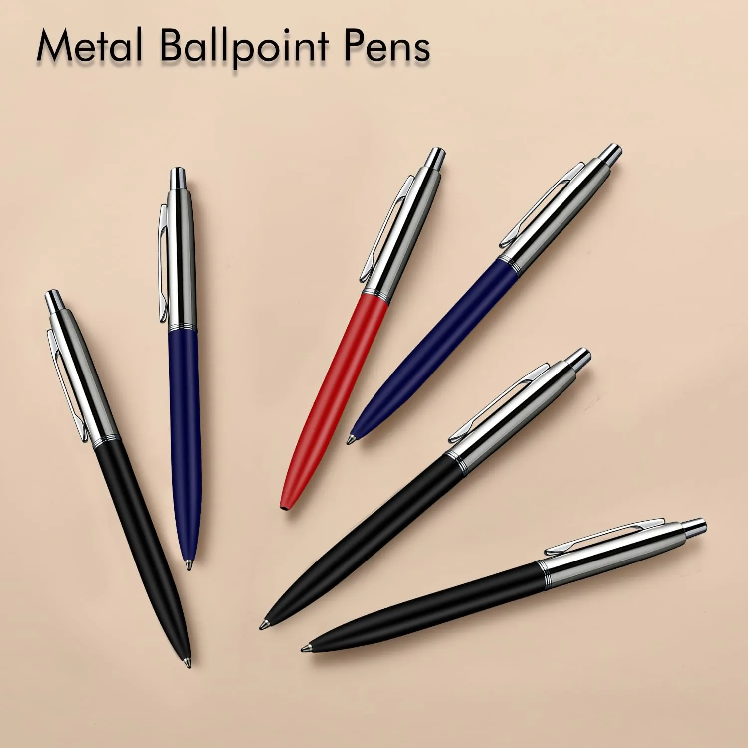 ChaoQ: 6 Pcs Retractable Metal Ballpoint Pens (1.0mm) Medium Point