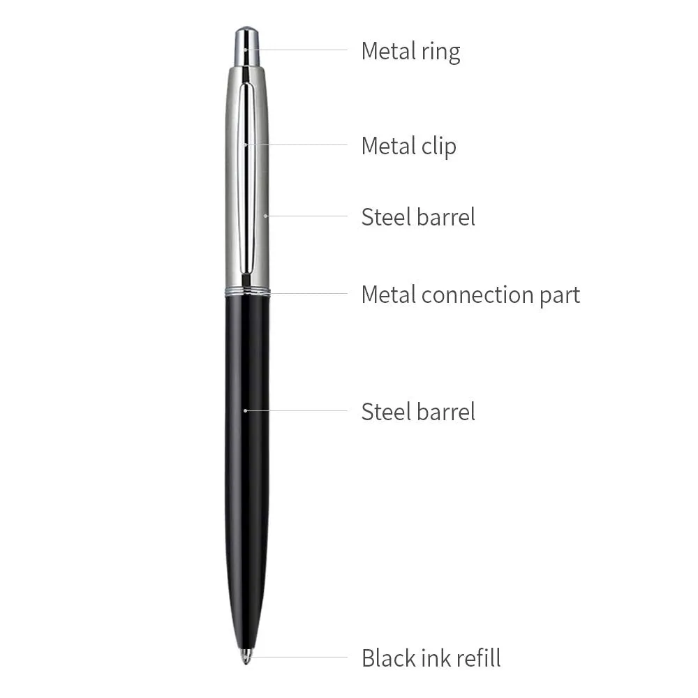 ChaoQ: 6 Pcs Retractable Metal Ballpoint Pens (1.0mm) Medium Point