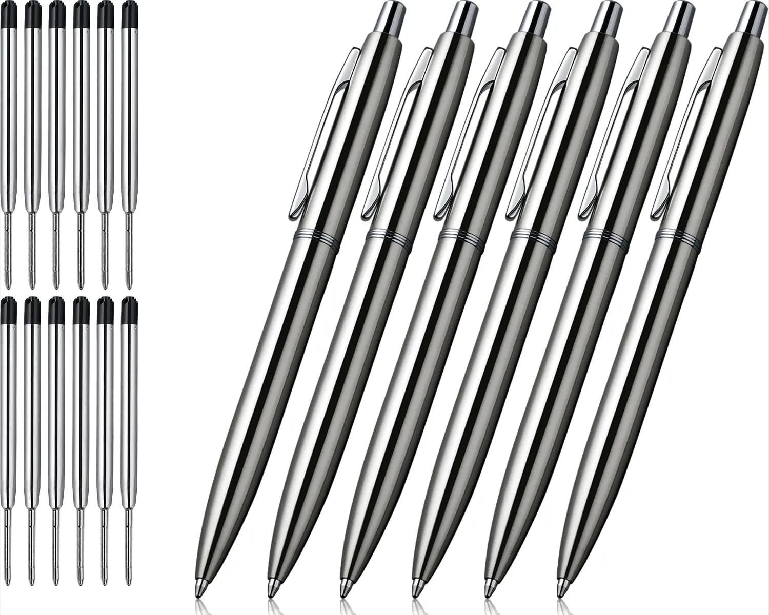 ChaoQ: 6 Pcs Retractable Metal Ballpoint Pens (1.0mm) Medium Point