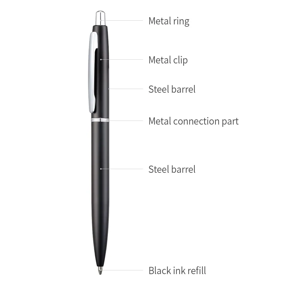 ChaoQ: 6 Pcs Retractable Metal Ballpoint Pens (1.0mm) Medium Point