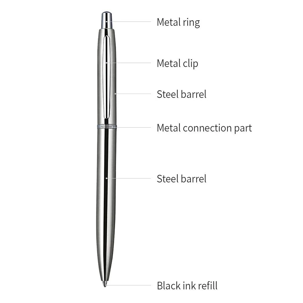 ChaoQ: 6 Pcs Retractable Metal Ballpoint Pens (1.0mm) Medium Point